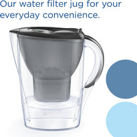BRITA Marella Water Filter Jug Graphite (2.4L) Starter Pack incl. 3x MAXTRA PRO Pure Performance cartridge - fridge-fitting jug with digital LTI and Flip-Lid - now in sustainable Smart Box packaging