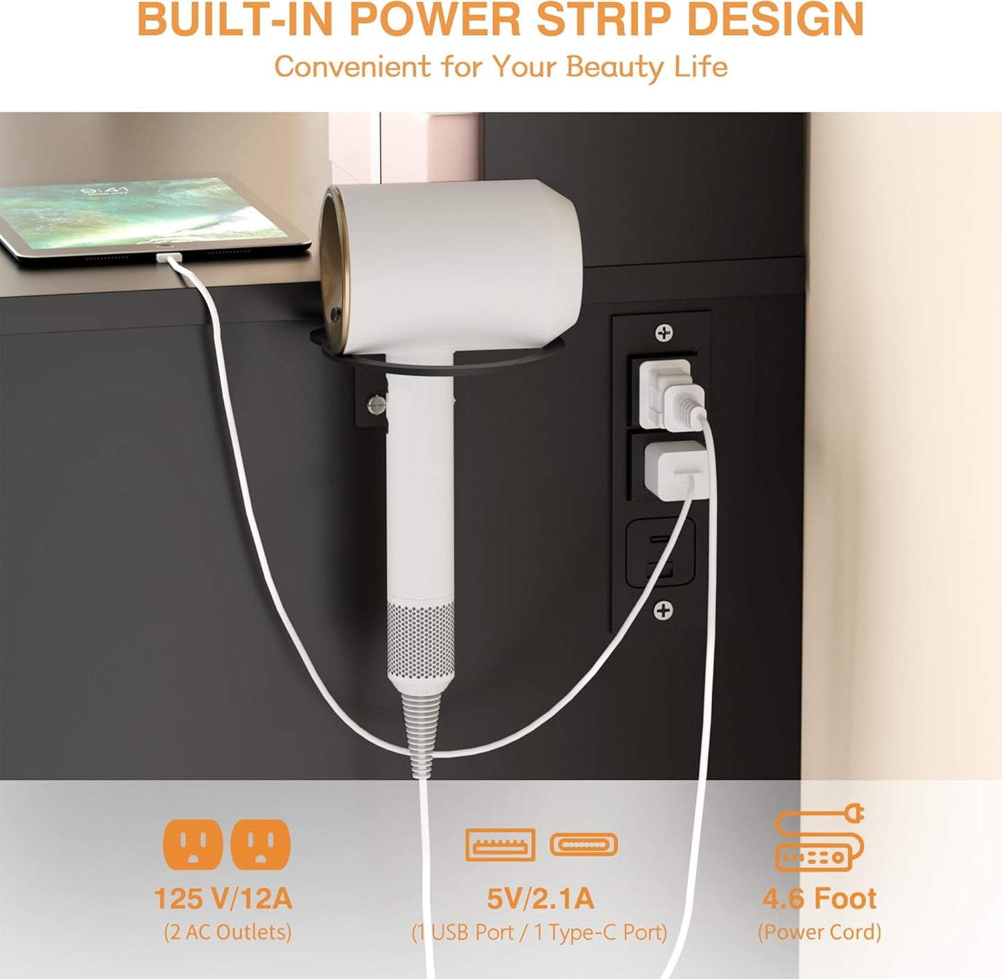 YESHOMY Vanity Desk with Mirror, 10 Lights, Power Outlet and 3 Storage Shelves, Makeup Table with 4 Drawers, 3 Color Modes, for Bedroom, Black