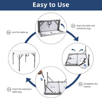 34" Square Folding Card Table, Fold-in-Half Utility Dining Portable Table Heavy Duty HDPE White Plastic Foldable with Carrying Handle Indoor Outdoor for Picnic, Camping, Party