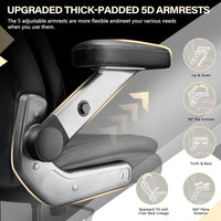 600LBS Large Heavy Duty Office Chair with 5D Flip Arms,Comfy Big and Tall Executive Office Desk Chair with Pocket Spring Cushion,High Back Computer Chair with Lumbar Support,Dual Rubber Wheel