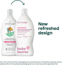 ATTITUDE Baby Dish Soap and Bottle Cleaner, EWG Verified Dishwashing Liquid, No Added Dyes or Fragrances, Tough on Milk Residue and Grease, Vegan, Unscented, 23.7 Fl Oz