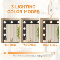 YESHOMY Vanity Desk with Mirror, 10 Lights, Power Outlet and 3 Storage Shelves, Makeup Table with 4 Drawers, 3 Color Modes, for Bedroom, Black