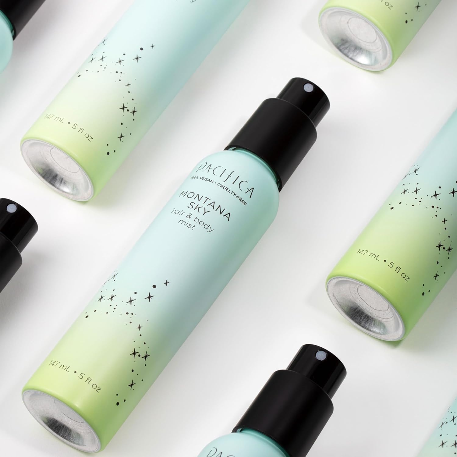 Pacifica Hair Mist Perfume & Full Body Spray for Women - Montana Sky Body Mist Fragrance w/Cedarwood, Elderflower, Black Pepper, Sage & Sandalwood Clean Beauty Alcohol-Free, Vegan & Cruelty-Free 5 oz - Cart Shape