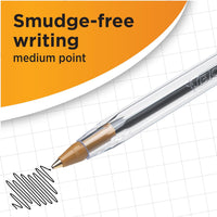BIC Cristal Original Smudge Free Ballpoint Pens, Ideal for School, Black, Medium Point (1.0mm), Pack of 50