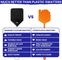 2 Leather Fly Swatter for Indoors. Long Handle, Heavy Duty Fly Swatter Manual Multi Pack. Flyswatters Heavy Duty Flyswatter 2 pack. Flies Swater Includes 4 Sticky Window Bug Traps. Mata Moscas Outdoor