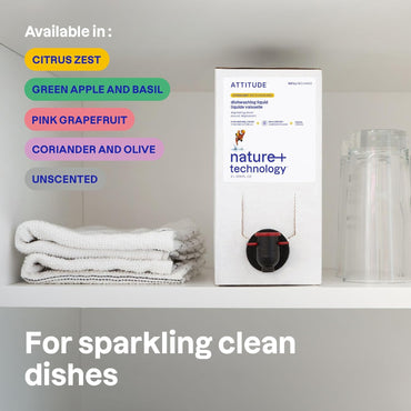 ATTITUDE Dish Soap Refill, EWG Verified, Plant-Based & Vegan Dishwashing Liquid, Naturally Derived, Unscented, 67.6 Fl Oz