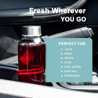 Clear Glass Bottles with Lids 18 oz, Reusable Glass Water Bottles with Stainless Steel Cap for Refrigerator, Juicing, 100% Leak Proof, BPA Free, Juice Bottle Drinking Jar Containers Set of 6