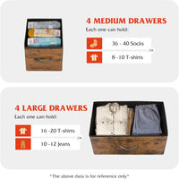 WLIVE Dresser for Bedroom with 8 Drawers, Wide Fabric Dresser for Storage and Organization, Bedroom Dressers, Chest of Drawers for Living Room, Closet, Entryway, Rustic Brown Wood Grain Print