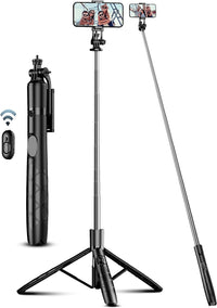 71" Phone Tripod & Selfie Stick, All in One Extendable Cell Phone Tripod with Wireless Remote, Tripods Stand for iPhone & Travel Selfie Stick 360° Rotation Compatible with iPhone Android, Camera