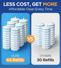 64 Count Toilet Wand Refills for Clorox Toilet Wand, 5X Cleaning Power Toilet Bowl Cleaners with Exclusive Formula, High-Density Disposable Toilet Brush Scrubber - No Falling Apart, Fresh Fragrance