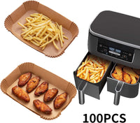 Air Fryer Disposable Paper Liner, 100PCS Food Grade Parchment Liners for Ninja DZ201,Ninja Foodi Dual Air Fryer Accessories Baking Paper (9 * 6, Natural)
