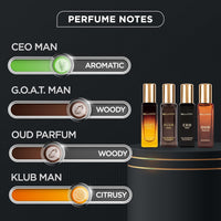 BellaVita Luxury Perfume Gift Set for Men (4 x 20ml) – Perfect Father’s Day Gifts for Dad & Husband | Includes KLUB, OUD, CEO & GOAT | Premium Masculine Woody, Citrusy & Aromatic Fragrances