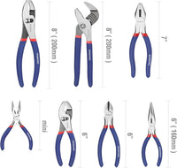 7-piece WORKPRO Pliers Set with Groove Joint, Long Nose, Slip Joint, Linesman, and Diagonal Pliers for DIY & Home Use