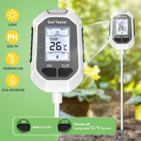 4-in-1 Soil Moisture Meter, Digital Plant Temperature/Soil Moisture Test & PH Meter/Sunlight Intensity, Backlight LCD Display for Gardening, Farming and Outdoor Plants
