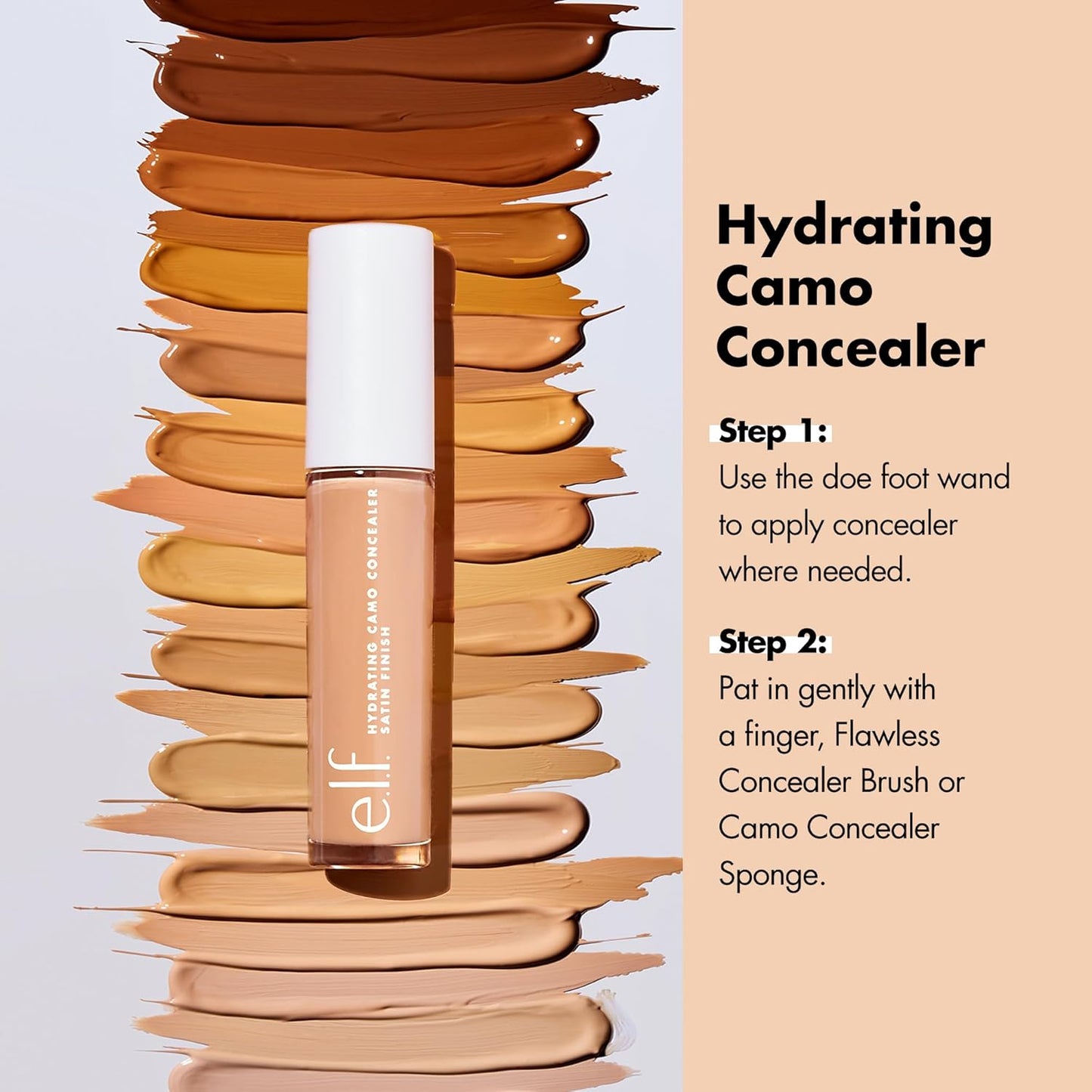 e.l.f. Hydrating Camo Concealer, Full Coverage, Satin Finish, Vegan, Light Sand - Cart Shape