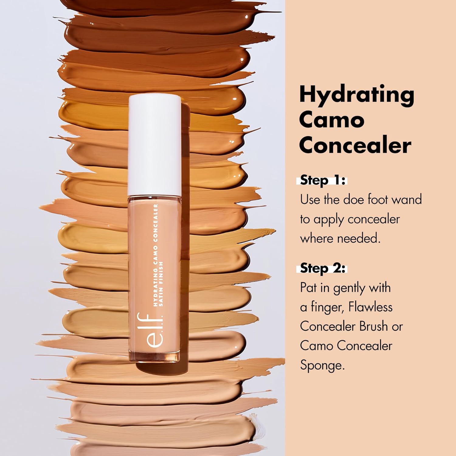 e.l.f. Hydrating Camo Concealer, Full Coverage, Satin Finish, Vegan, Light Sand - Cart Shape