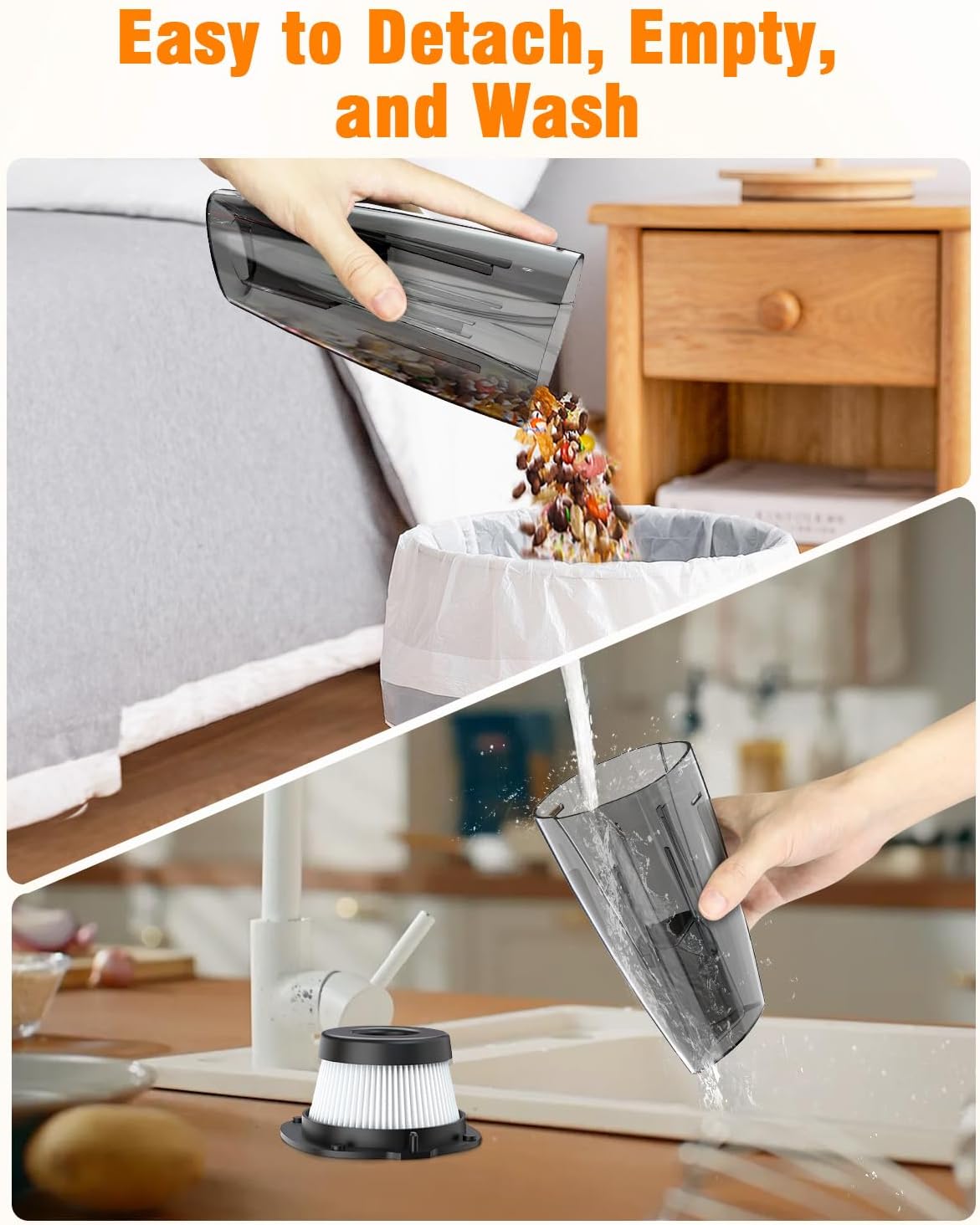 Milunho Handheld Vacuum Cleaner, 9500PA Car Vacuum Cleaner Cordless with Powerful Suction, Lightweight & Portable Car Cleaner for Car/Home/Pet