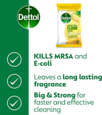 Dettol Antibacterial Citrus Floor Wipes, 150 Biodegradable Disinfectant Sheets (6X25) For Laminate, Wood, Total Clean Freshness