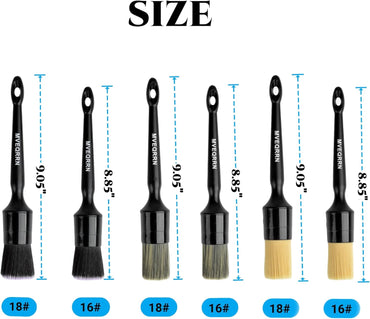 6pcs Car Detailing Brush Set-2pcs Boars Hair Car Detailing Brushes,2pcs Ultra Soft No Scratch Detailing Brush for Air Vent,Leather Seat 2pcs Detail Brushes car Detailing for Interior Exterior