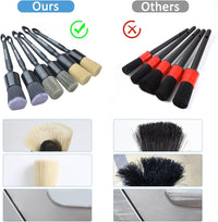 6pcs Car Detailing Brush Set-2pcs Boars Hair Car Detailing Brushes,2pcs Ultra Soft No Scratch Detailing Brush for Air Vent,Leather Seat 2pcs Detail Brushes car Detailing for Interior Exterior
