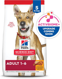 Hill's Science Diet Adult 1-6, Adult 1-6 Premium Nutrition, Dry Dog Food, Chicken & Barley, 5 lb Bag - Cart Shape
