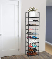 FIDUCIAL HOME 10-Tier Shoe Rack for Closet & Entryway – 20 to 25 Pair Shoe Organizer with Removable Shelves