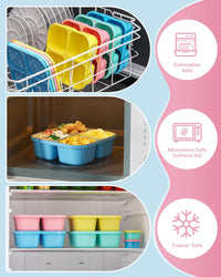 4 Pcs Snack Box Containers Set, Reusable 4 Compartment Lunchable Container with 2Pcs Sauce Containers, Stackable BPA-Free Bento Box for School, Work, Travel (4 Color)