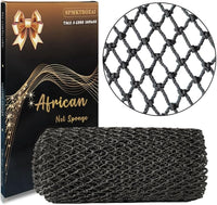 African Net Sponge Authentic, African Exfoliating Sponge Real African Net Black Owned, African Bath Sponge Back Scrubber, Body Exfoliator Shower Bath Accessories (Black)