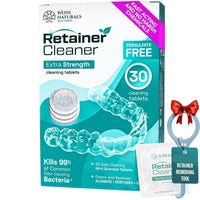 Weiss Naturals Retainer Cleaner Tablets, Invisalign Cleaner, Remove Stains, Odors & Plaque, PERSULFATE FREE Night Guard & Denture Cleaner 1-Month Supply, 30 Mint Scented Tablets