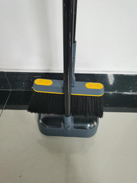 JEHONN Dustpan and Brush Set Long Handled, Tall 180 Degree Rotating Sweeping Brush, Household Dust Pan with Comb Teeth for Indoor Outdoor Garden Home Room Kitchen Office Lobby