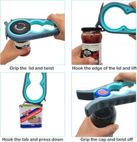 Otstar Jar Opener Bottle Opener and Can Opener for Seniors, Mutil Jar Opener Get Lids Off Easily (Blue and Grey)