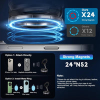 Vacuum Magnetic Suction Phone Holder, Foldable and Retractable Hands-Free Suction Cup Phone Mount for Car/Gym/Mirror/Smooth Surface, Compatible with iPhone Android and All Smartphones (Black)