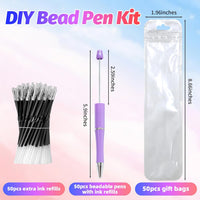 150 Pieces DIY Beadable Pen Kit – 50 Plastic Ballpoint Pens with Refills & Bags, Beads Not Included – School Supplies, Office Accessories & Craft Gifts for Students & Teachers (Multicolor)