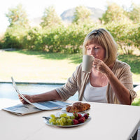 34" Square Folding Card Table, Fold-in-Half Utility Dining Portable Table Heavy Duty HDPE White Plastic Foldable with Carrying Handle Indoor Outdoor for Picnic, Camping, Party