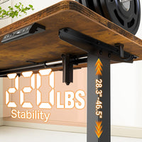 Veken 47.2" Standing Desk, Adjustable Height Office Desk with Wood Desktop, Computer Table for Home Work, Study and Gaming, Small Spaces, Modern Furniture，Brown