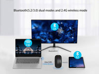 Wireless Bluetooth Mouse Rechargeable Laptop Mice with LED Use Portable(BT5.2 and USB 2.4G) Dual Mode Connection Silent Slim Computer Mouse for Laptop/iPad Tablet/Apple MacBook/PC (Black)