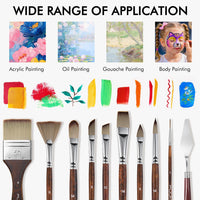 25pcs Paint Brush Set, Fuumuui Acrylic Paint Brushes, Professional Artist Series with Wide Flat, Filbert, Fan, Dagger, Cat Tongue, Round, Angle, Rigger for Oil, Acrylic Canvas Paintings, Face Painting