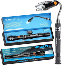 VIBELITE Extendable Magnetic Flashlight with Telescoping Magnet Pickup Tool-Cool Gadget Gifts Stocking Stuffers for Men, Teen Boys, Husband, Dad, Father, Mechanic, Him, Women, Black