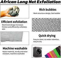 African Net Sponge Authentic, African Exfoliating Sponge Real African Net Black Owned, African Bath Sponge Back Scrubber, Body Exfoliator Shower Bath Accessories (Black)