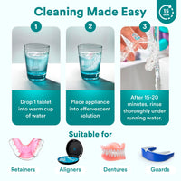 Weiss Naturals Retainer Cleaner Tablets, Invisalign Cleaner, Remove Stains, Odors & Plaque, PERSULFATE FREE Night Guard & Denture Cleaner 1-Month Supply, 30 Mint Scented Tablets