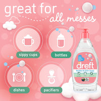 DREFT Bottle and Dish Soap | Made to Clean Baby Bottles, Sippy Cups, Pacifiers, Breast Pumps, & More | Gently Removes Milk Film & Odors | Plant Based, Fragrance Free Dish Soap | 18 Fl Oz (Pack of 3)