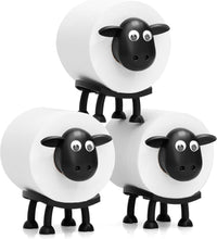 VELENTI Sheep Toilet Roll Holder, Free Standing Bathroom Set, 3D Printed, Funny Hilarious Black Sheep Loo Roll Holder, Tissue Paper Storage, Cute Bathroom Decor, X3, Set of 3