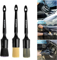 6pcs Car Detailing Brush Set-2pcs Boars Hair Car Detailing Brushes,2pcs Ultra Soft No Scratch Detailing Brush for Air Vent,Leather Seat 2pcs Detail Brushes car Detailing for Interior Exterior