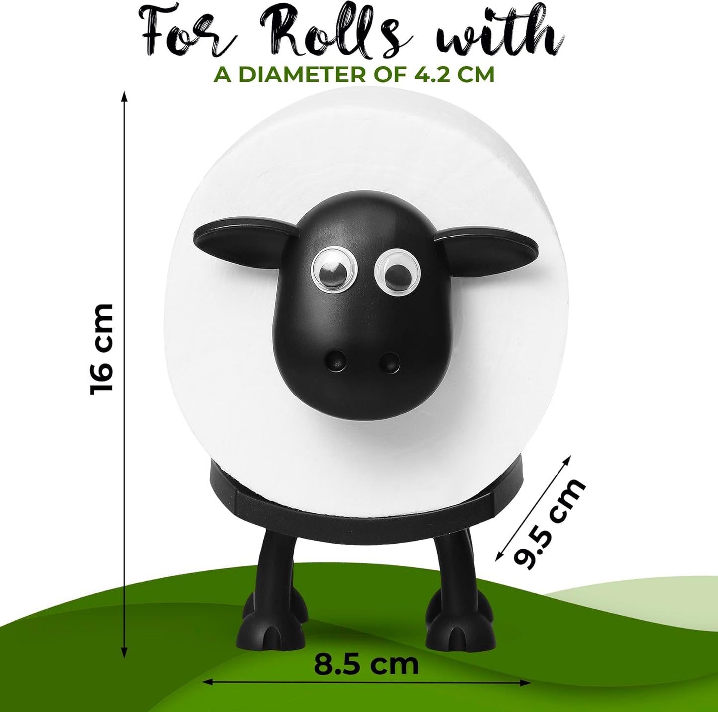 VELENTI Sheep Toilet Roll Holder, Free Standing Bathroom Set, 3D Printed, Funny Hilarious Black Sheep Loo Roll Holder, Tissue Paper Storage, Cute Bathroom Decor, X3, Set of 3