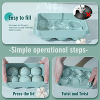 WIBIMEN Large Ice Cube Molds, Big Round Whiskey Ice Cube Trays for Freezer, Easy to Fill & Release, Whiskey Bourbon Cocktail(1.9In*6 Balls- Blue/2 Pack)