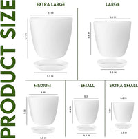 Utopia Home - Plant Pots Indoor with Drainage - 7/6.6/6/5.3/4.8 Inches Garden Flower Pots for Indoor Planter - 5 Pack White Plastic Planters - Ideal for Stocking Stuffers or Room, Office Home Decor