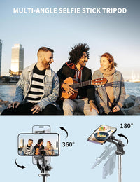 71" Phone Tripod & Selfie Stick, All in One Extendable Cell Phone Tripod with Wireless Remote, Tripods Stand for iPhone & Travel Selfie Stick 360° Rotation Compatible with iPhone Android, Camera