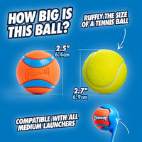 Chuckit! Ultra Ball Dog Toy - Medium Bouncy Fetch Balls For Dogs 20-60 lbs - Made from Durable Rubber - Floating Water Pet Toys - Size Medium - 2.5-inch Diameter - Pack of 2
