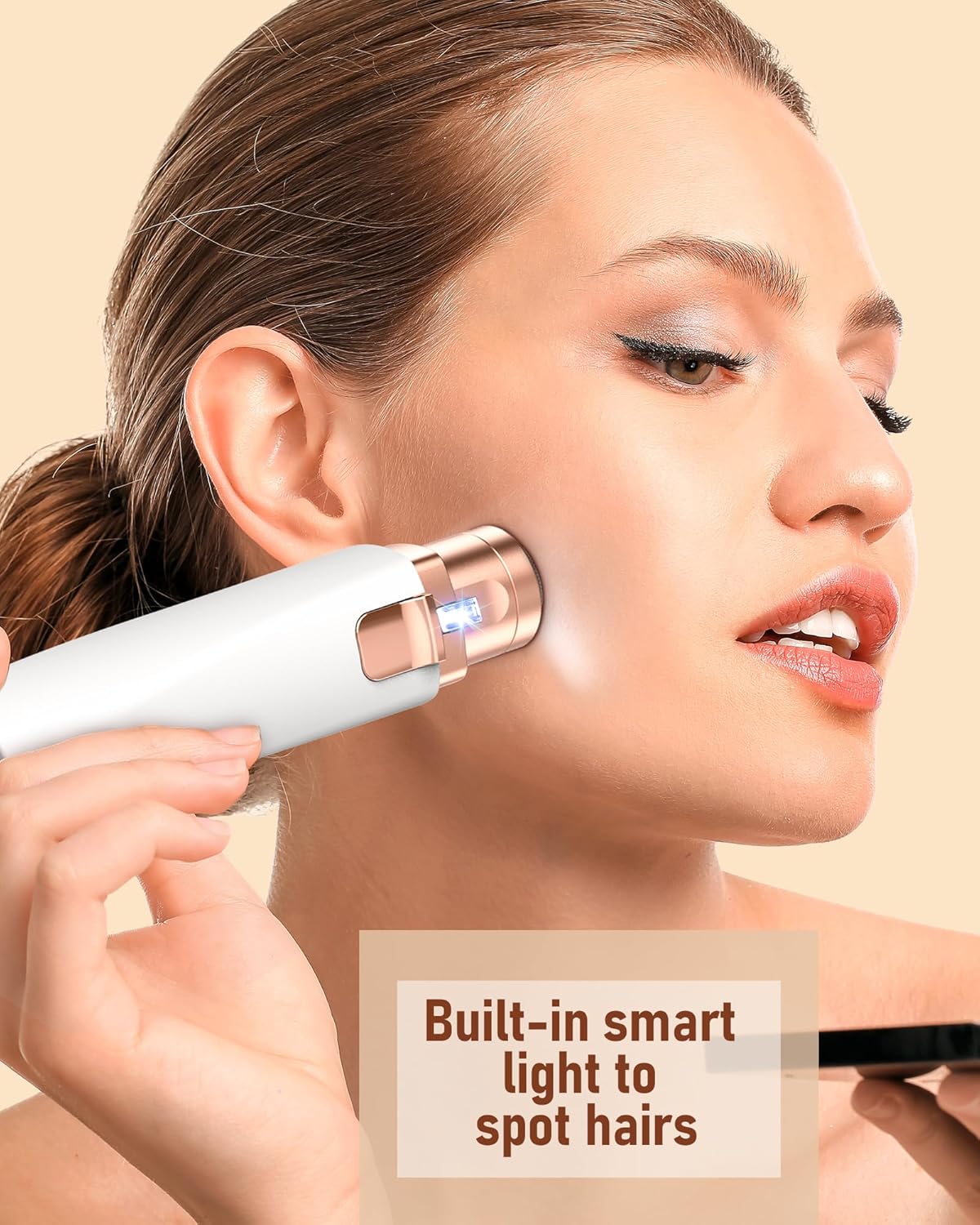 Eyebrow & Facial Hair Trimmer for Women: 2 in1 Rechargeable Facial Hair Removal and Eyebrow Shaver, Painless Shaving with Built-in LED Light - Perfect for Face, Lips, and Body