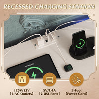 WLIVE White Dresser TV Stand for 45, 50, 55 inch TV, Entertainment Center with LED Lights & Charging Station, Chest of Drawers with 8 Fabric Drawers and Open Shelves for Living Room, Hallway, Wood Top